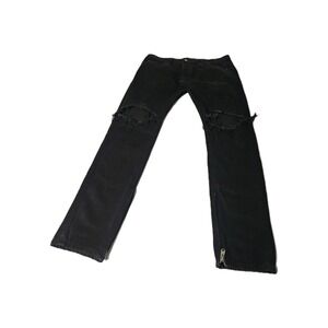 mnml Black Denim Jeans‎ Button Fly Skinny ZIP LEG Hipster Retro 34x34